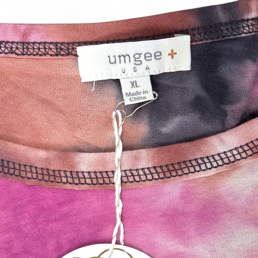Umgee Pink Purple Black Brown Tie-Dye Long Sleeve Top Size XL NEW With Tags! - Picture 5 of 10